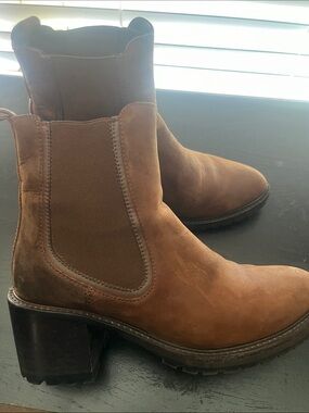Thursday Boot Company Brown Leather Chelsea Ankle Boots with Chunky Heel